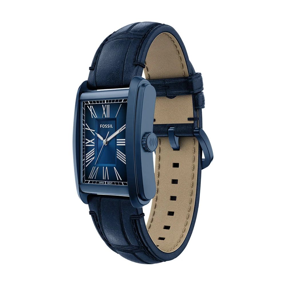 Fossil - Montre Carraway Homme Bracelet Cuir Bleu Cadran Bleu 2