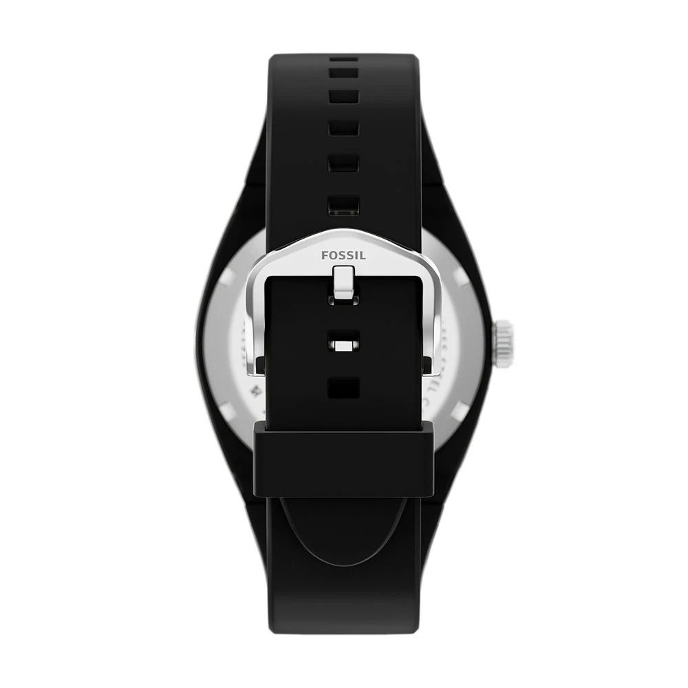 Fossil - Montre Everett Homme Bracelet Silicone Noir Cadran Noir 4