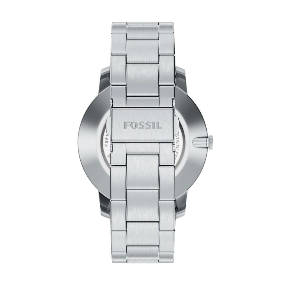 Fossil - Montre Minimalist Homme Bracelet Acier Argenté Cadran Bleu 4