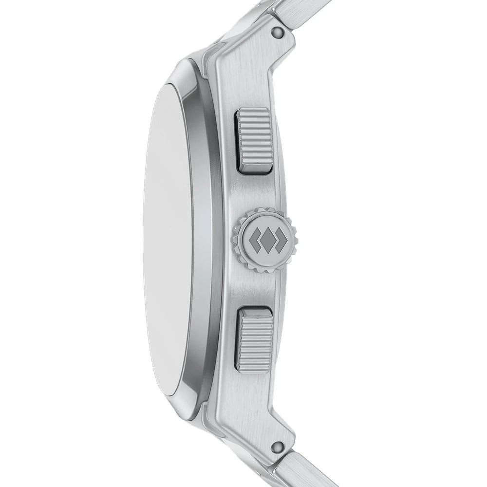 Fossil - Montre Everett Chronographe Homme Bracelet Acier Argenté Cadran Vert 5