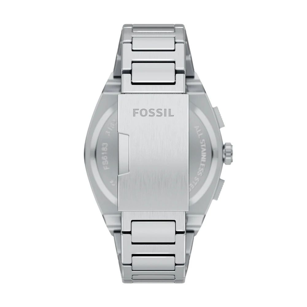 Fossil - Montre Everett Chronographe Homme Bracelet Acier Argenté Cadran Vert 4