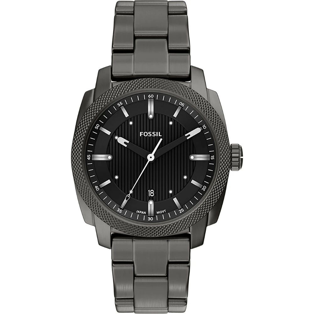 Fossil - Montre Machine Homme Bracelet Acier Gris Cadran Noir FS6185