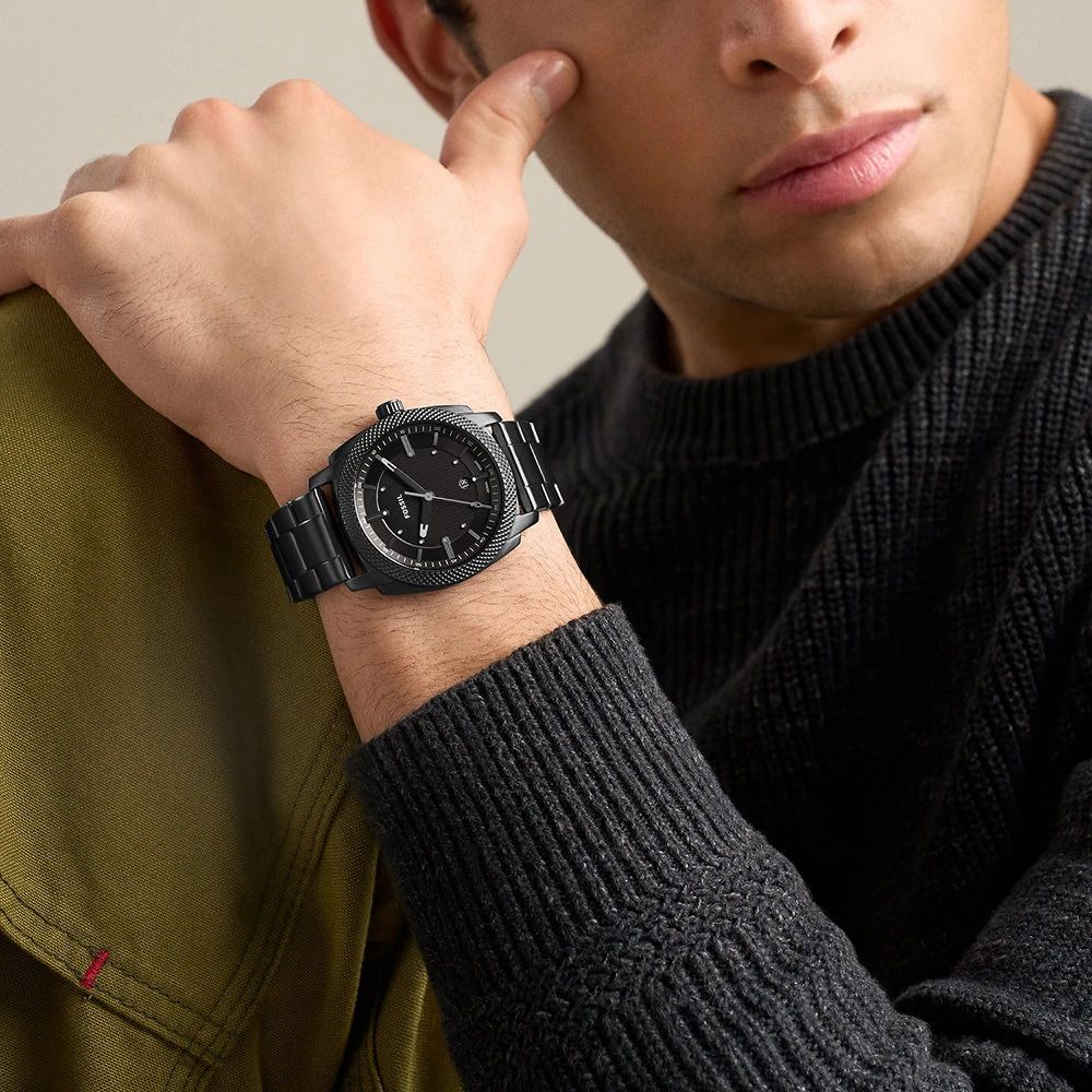 Fossil - Montre Machine Homme Bracelet Acier Noir Cadran Noir FS6186 2