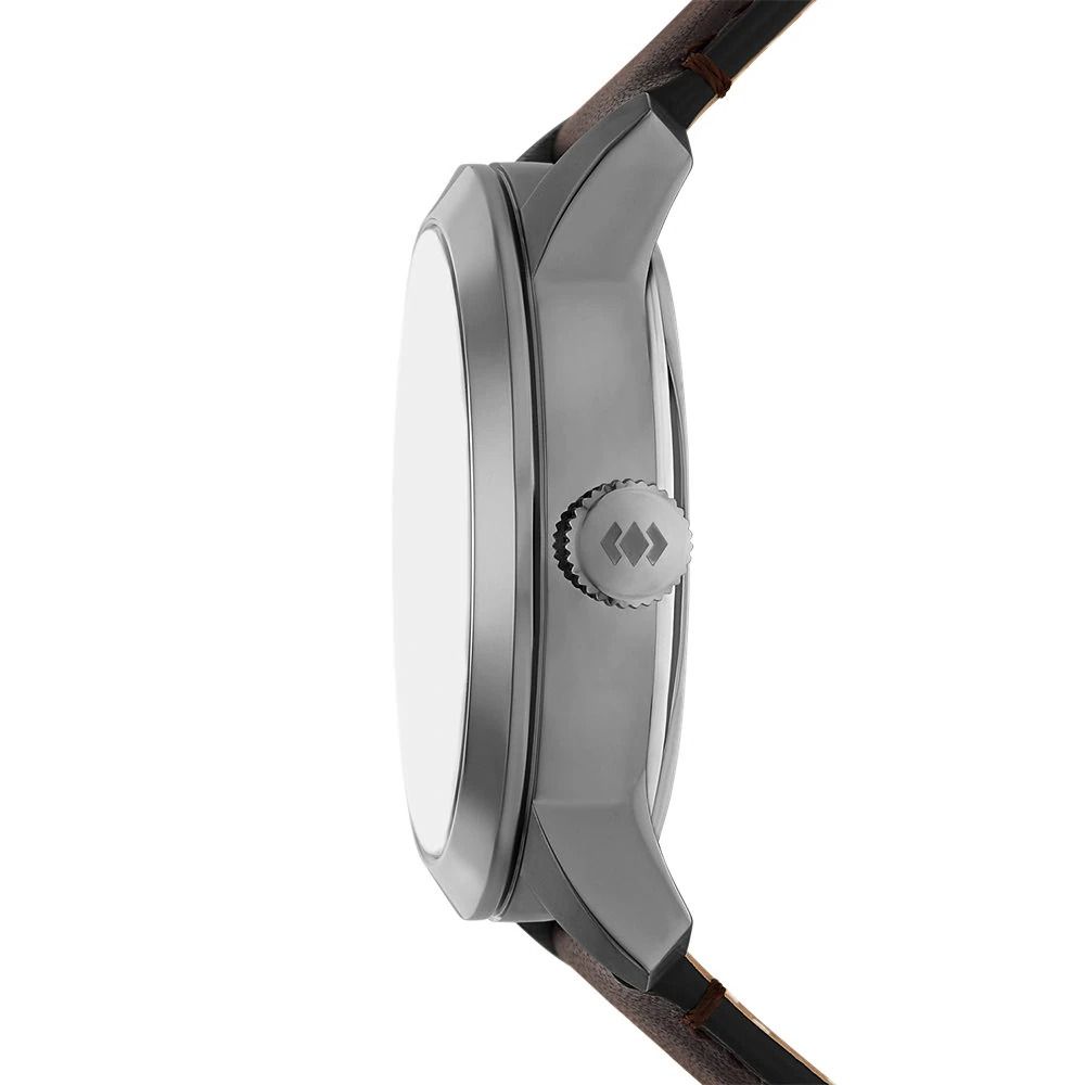 Fossil - Montre Townsman Multifonction Homme Bracelet Cuir Marron Cadran Noir 5