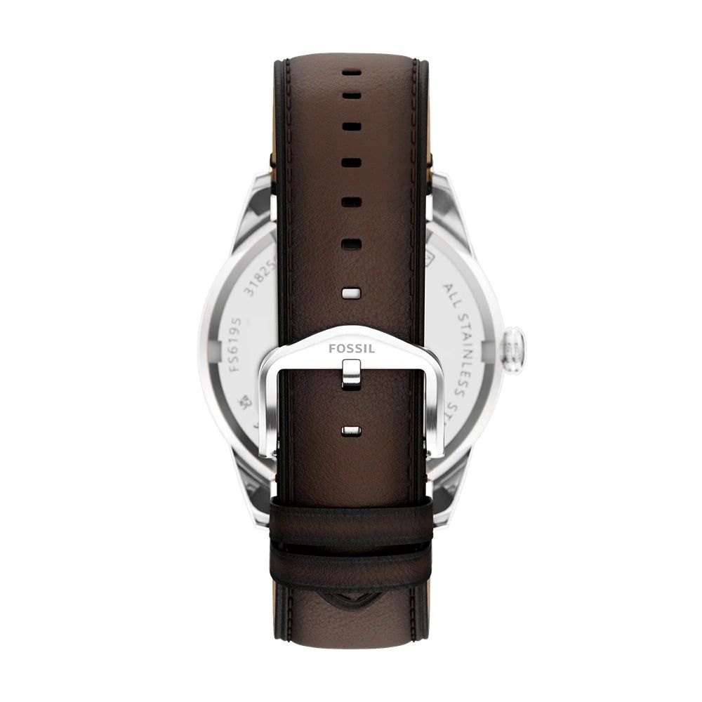 Fossil - Montre Pearson Multifonction Homme Bracelet Cuir Marron Cadran Bleu 4