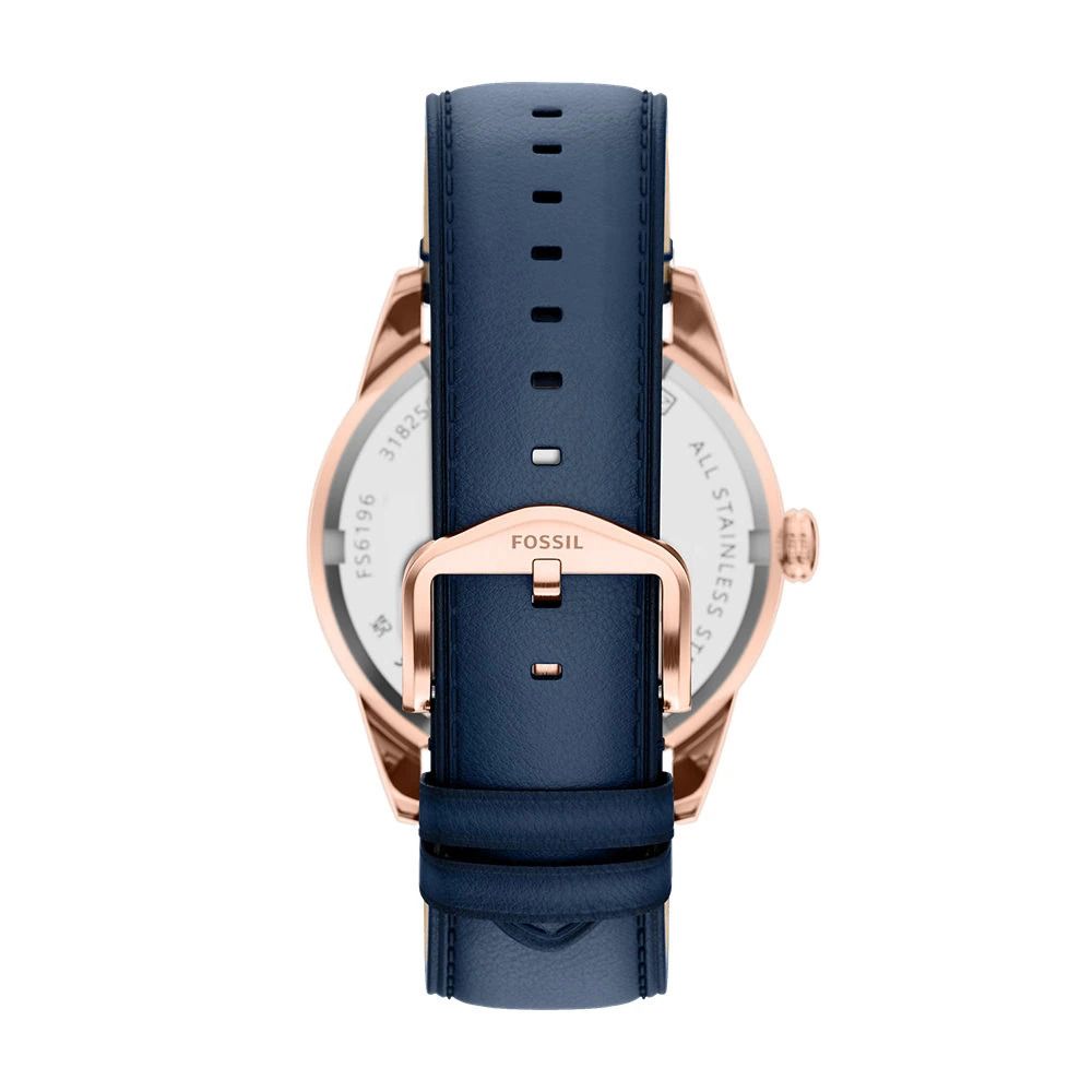 Fossil - Montre Pearson Multifonction Homme Bracelet Cuir Bleu Cadran Bleu 4