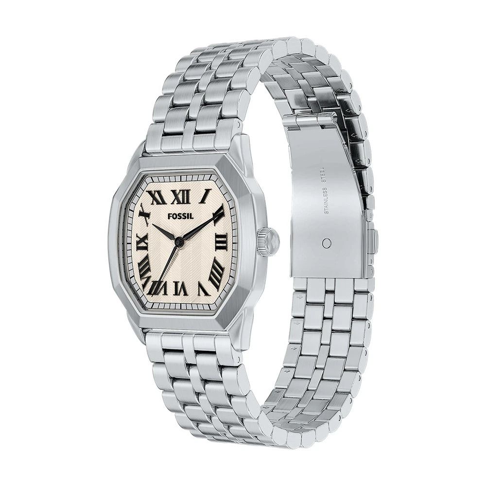 Fossil - Montre Harlow Homme Bracelet Acier Argenté Cadran Crème 3