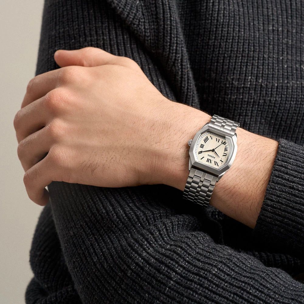 Fossil - Montre Harlow Homme Bracelet Acier Argenté Cadran Crème 2
