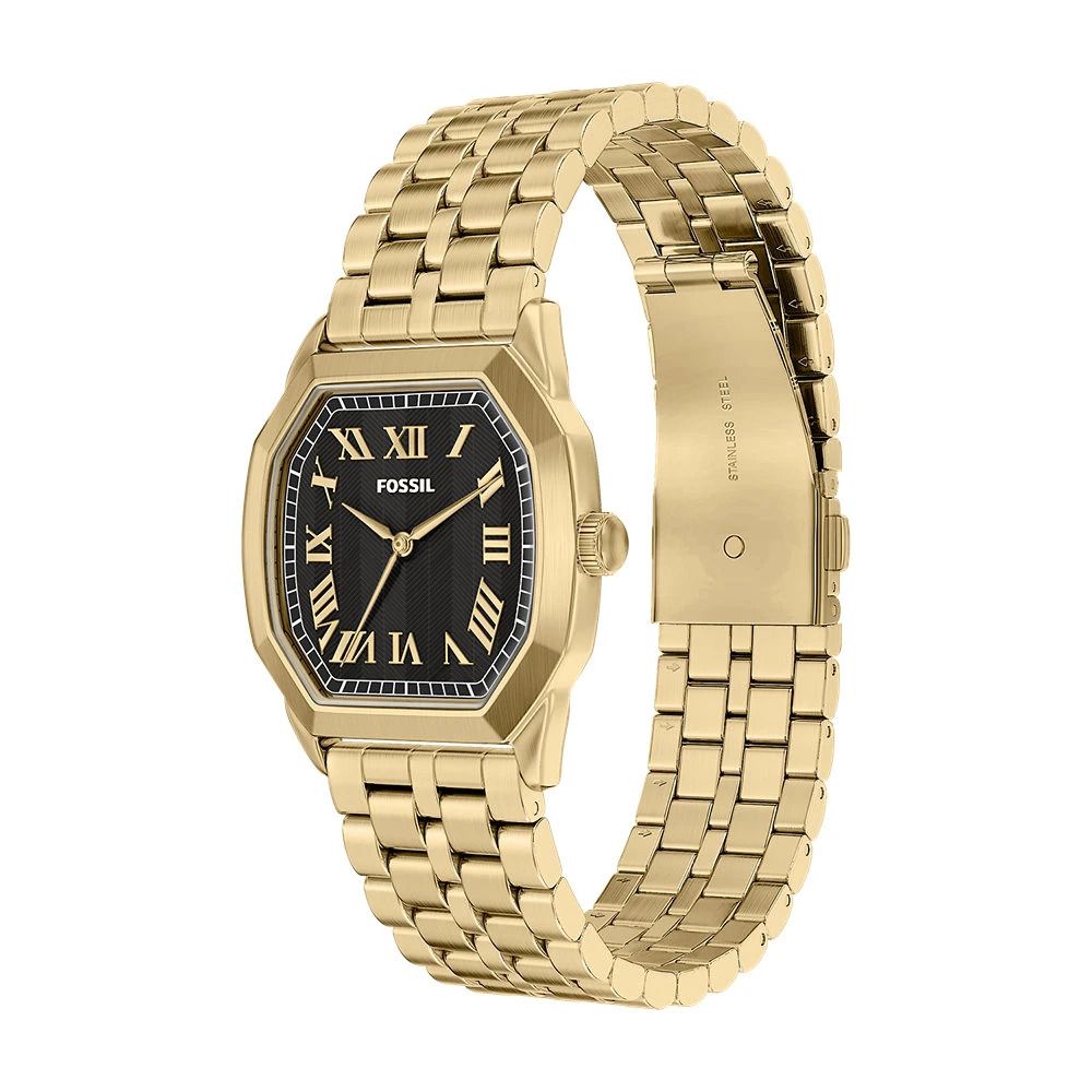 Fossil - Montre Harlow Homme Bracelet Acier Doré Cadran Noir 3