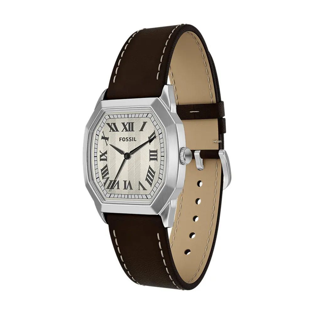 Fossil - Montre Harlow Homme Bracelet Cuir Noir Cadran Crème FS6214 3