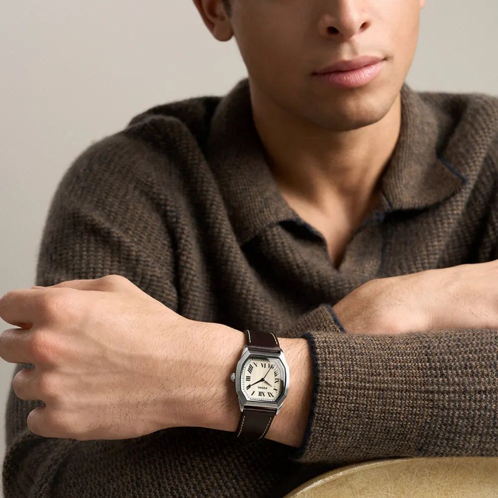 Fossil - Montre Harlow Homme Bracelet Cuir Noir Cadran Crème FS6214 2