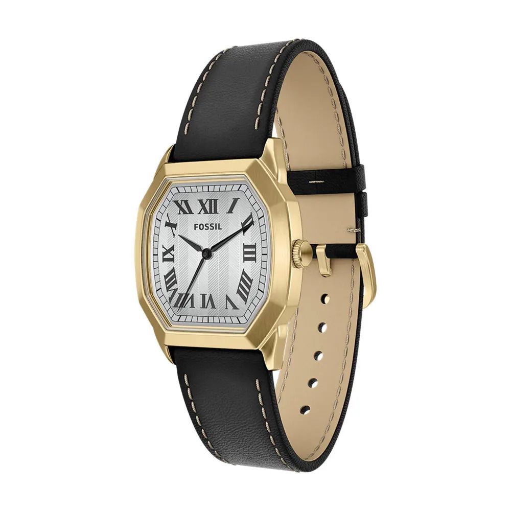 Fossil - Montre Harlow Homme Bracelet Cuir Noir Cadran Crème FS6215 3