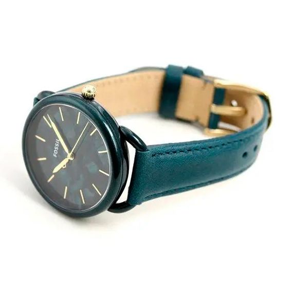 Fossil - Montre Femme Tailor En Cuir Vert Sarcelle ES4423 3