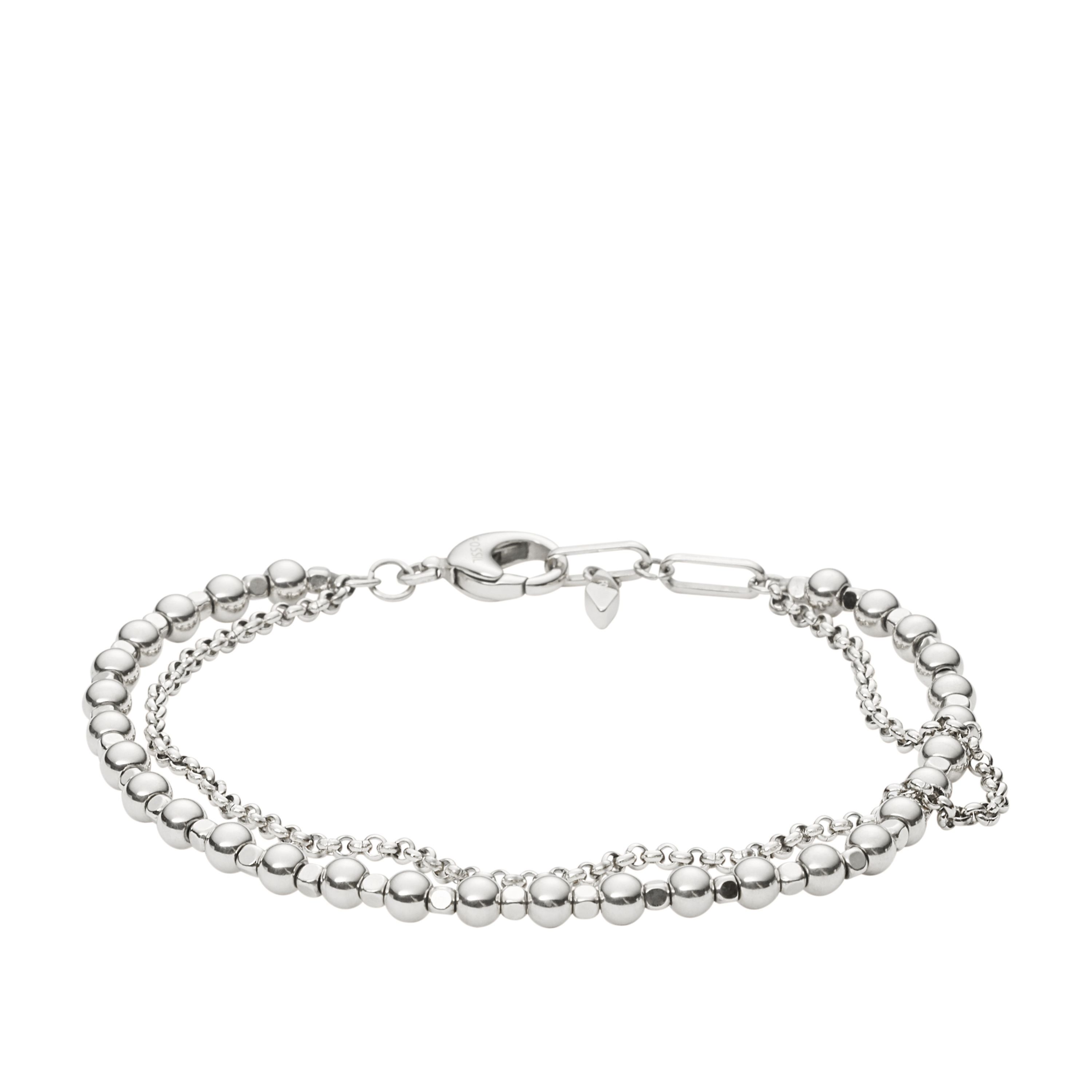 Fossil - Bracelet Chaîne Multi-Perles Femme Argenté