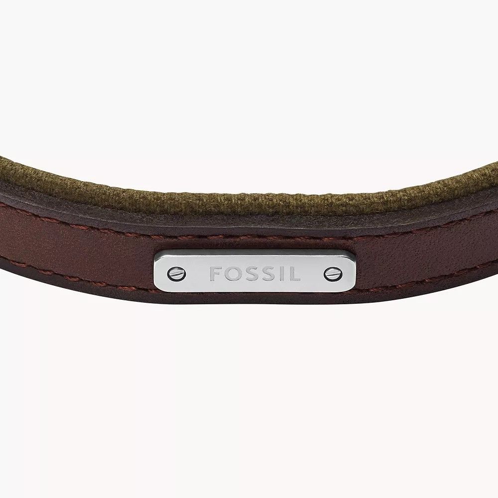 Fossil - Bracelet En Cuir Bicolore Homme Marron Et Vert JA7315998 3