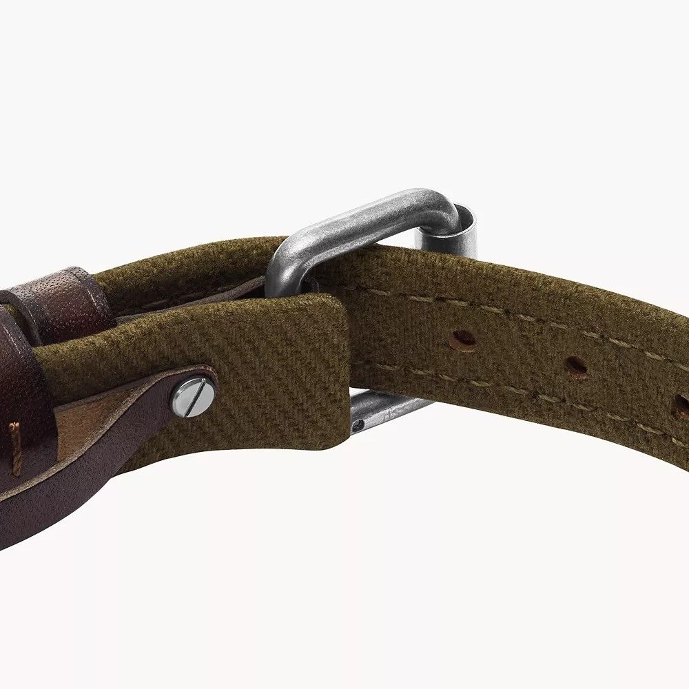 Fossil - Bracelet En Cuir Bicolore Homme Marron Et Vert JA7315998 4