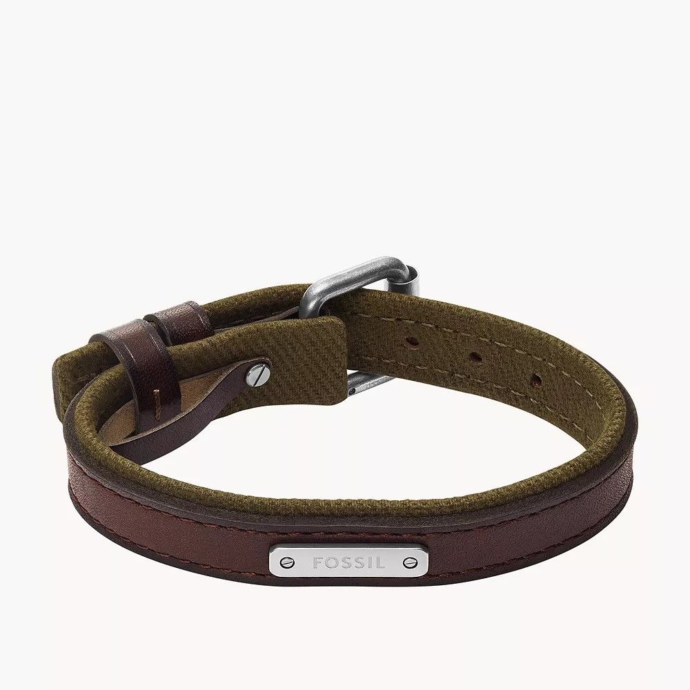 Fossil - Bracelet En Cuir Bicolore Homme Marron Et Vert JA7315998
