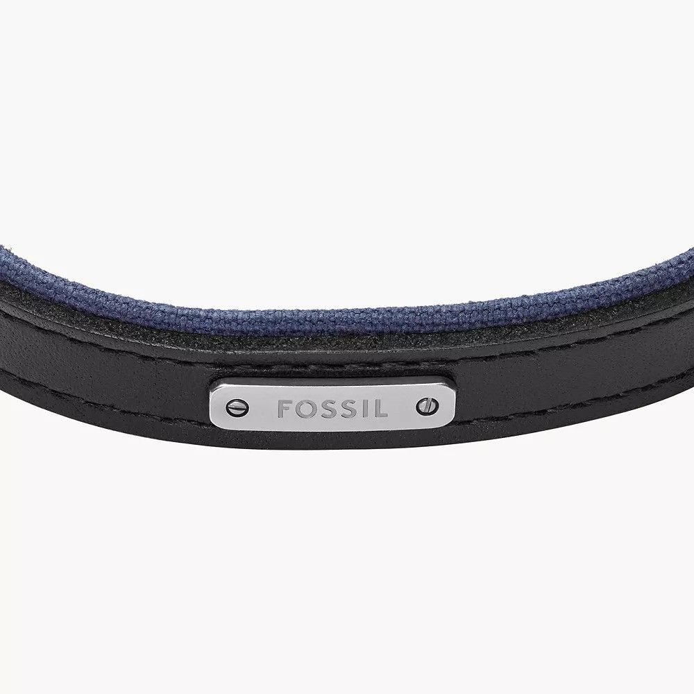 Fossil - Bracelet En Cuir Bicolore Homme Bleu Nuit Et Noir 3