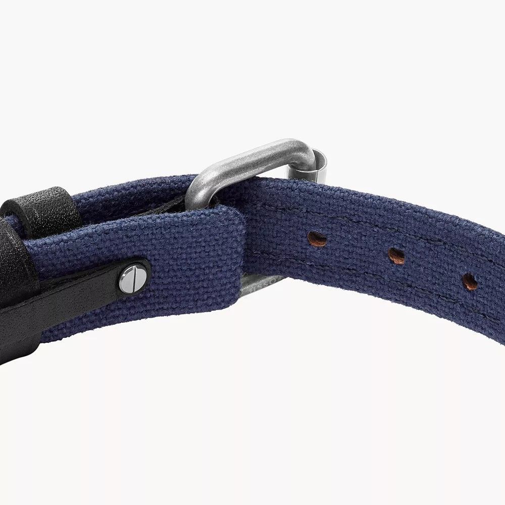 Fossil - Bracelet En Cuir Bicolore Homme Bleu Nuit Et Noir 4
