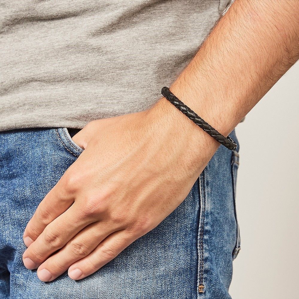 Fossil - Bracelet En Cuir Homme Noir 2