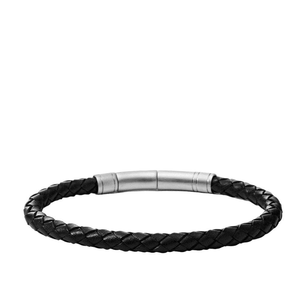 Fossil - Bracelet En Cuir Homme Noir