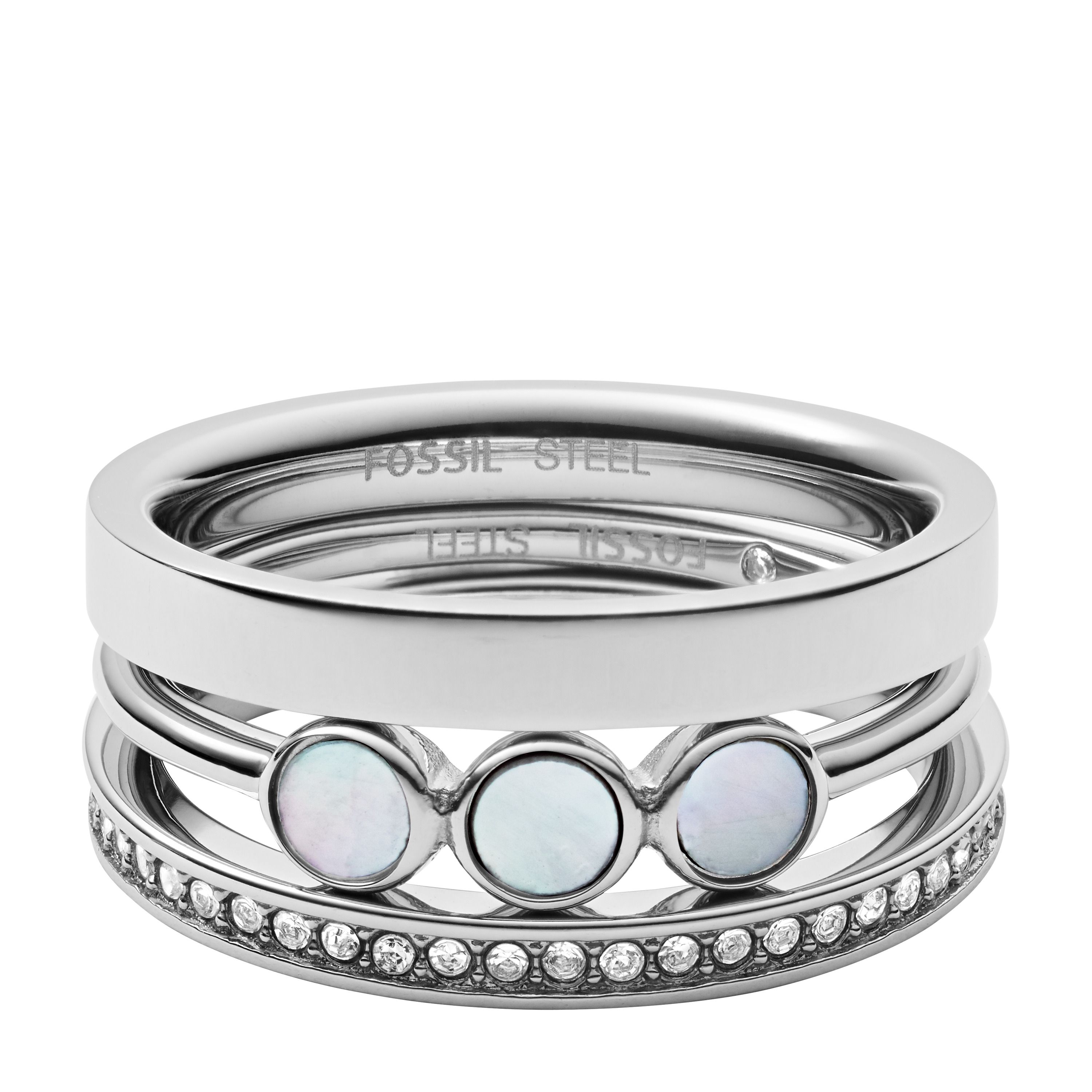 Fossil - Set De 3 Bagues Summer Circles Femme Argenté