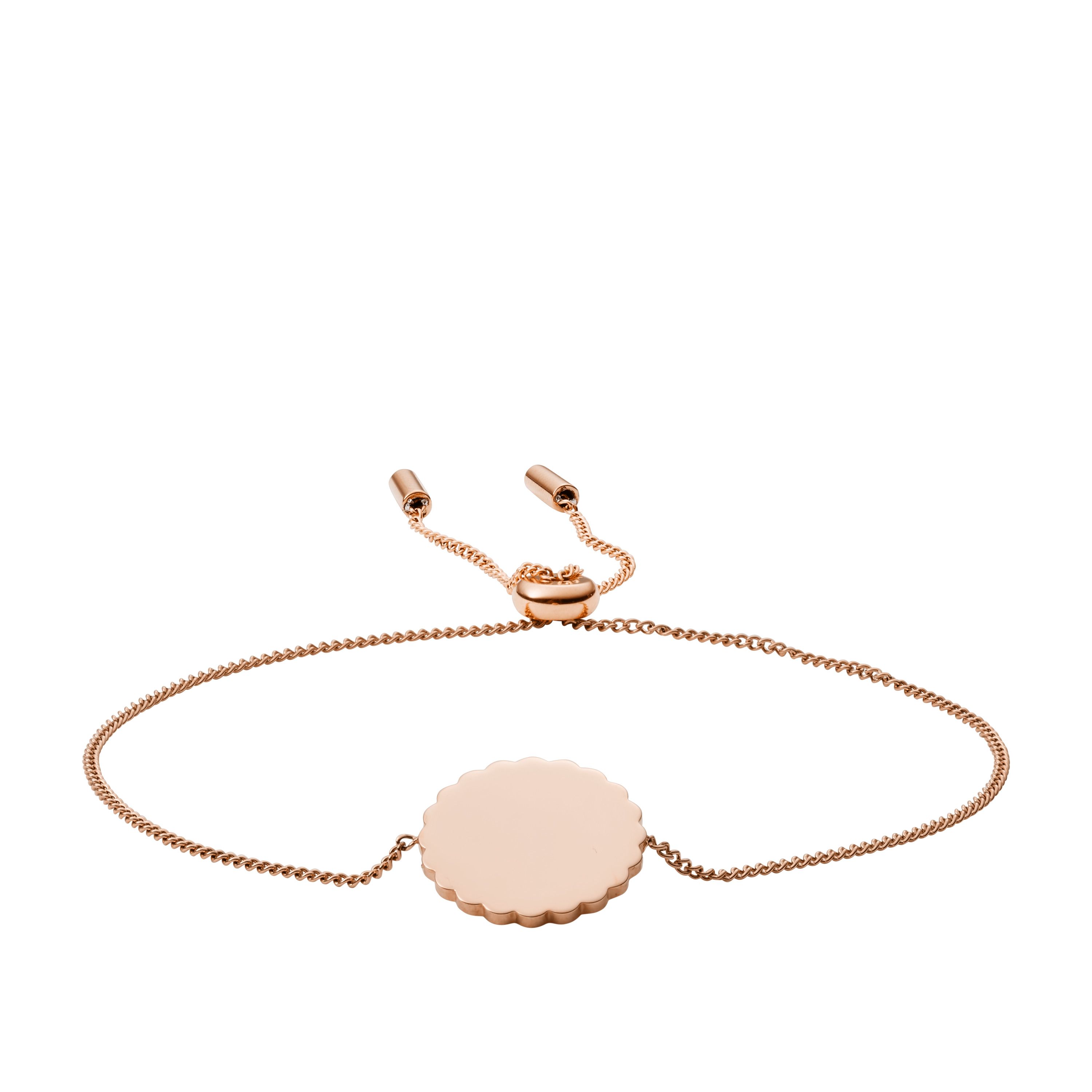 Fossil - Bracelet Disque Festonné Femme Doré Rose