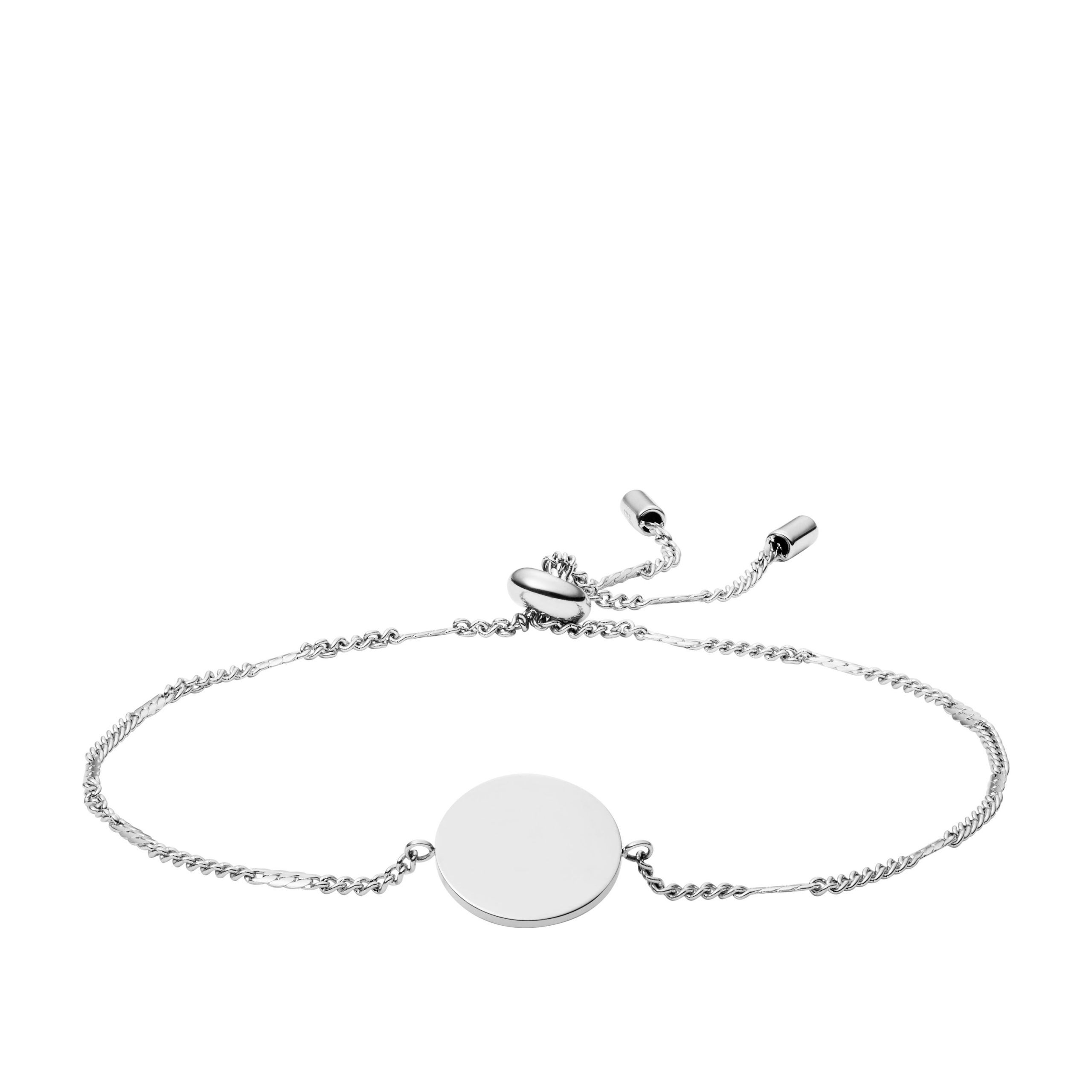 Fossil - Bracelet Disque Lane Gravable Femme Argenté