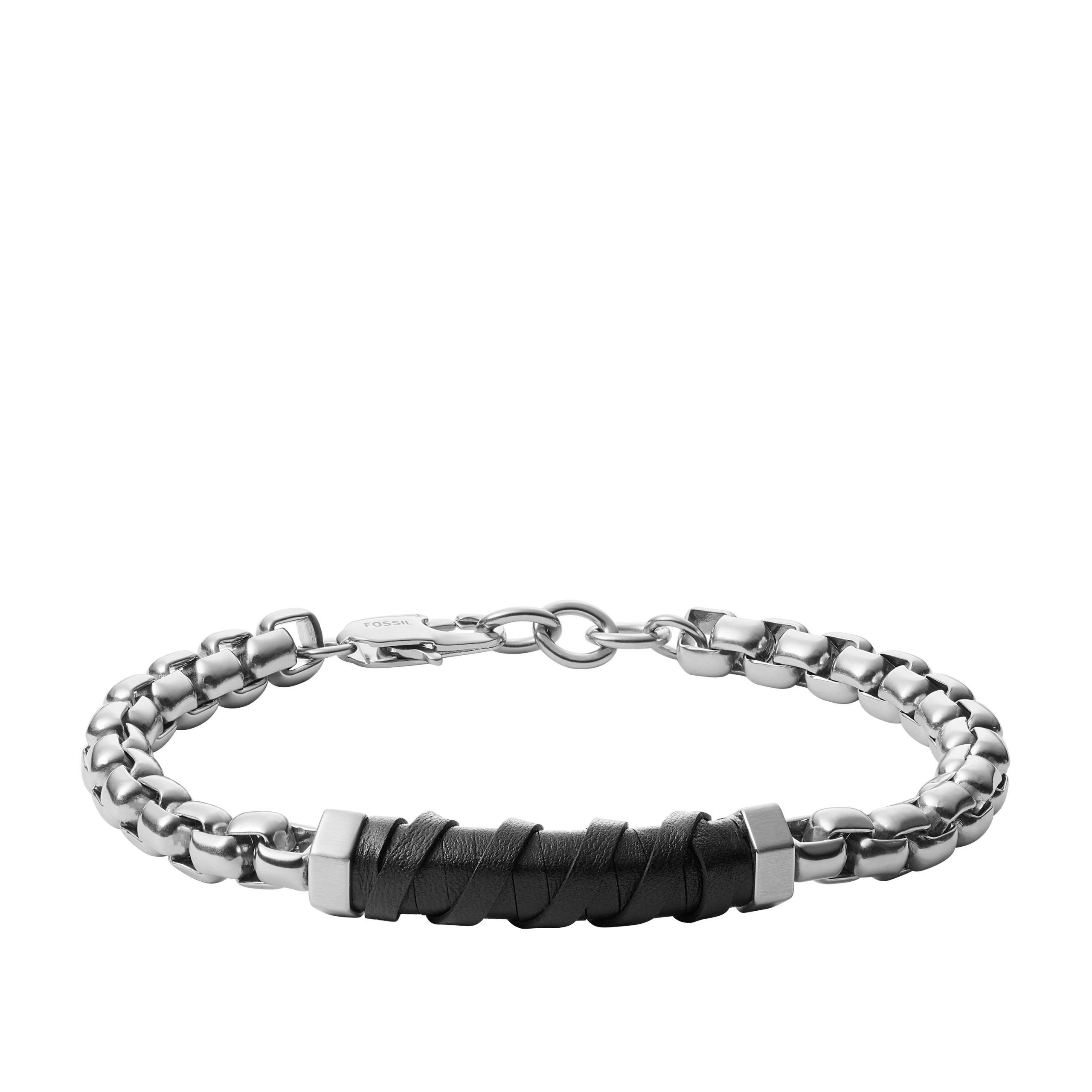 Fossil - Bracelet À Plaque Mens DrESs Homme Argenté