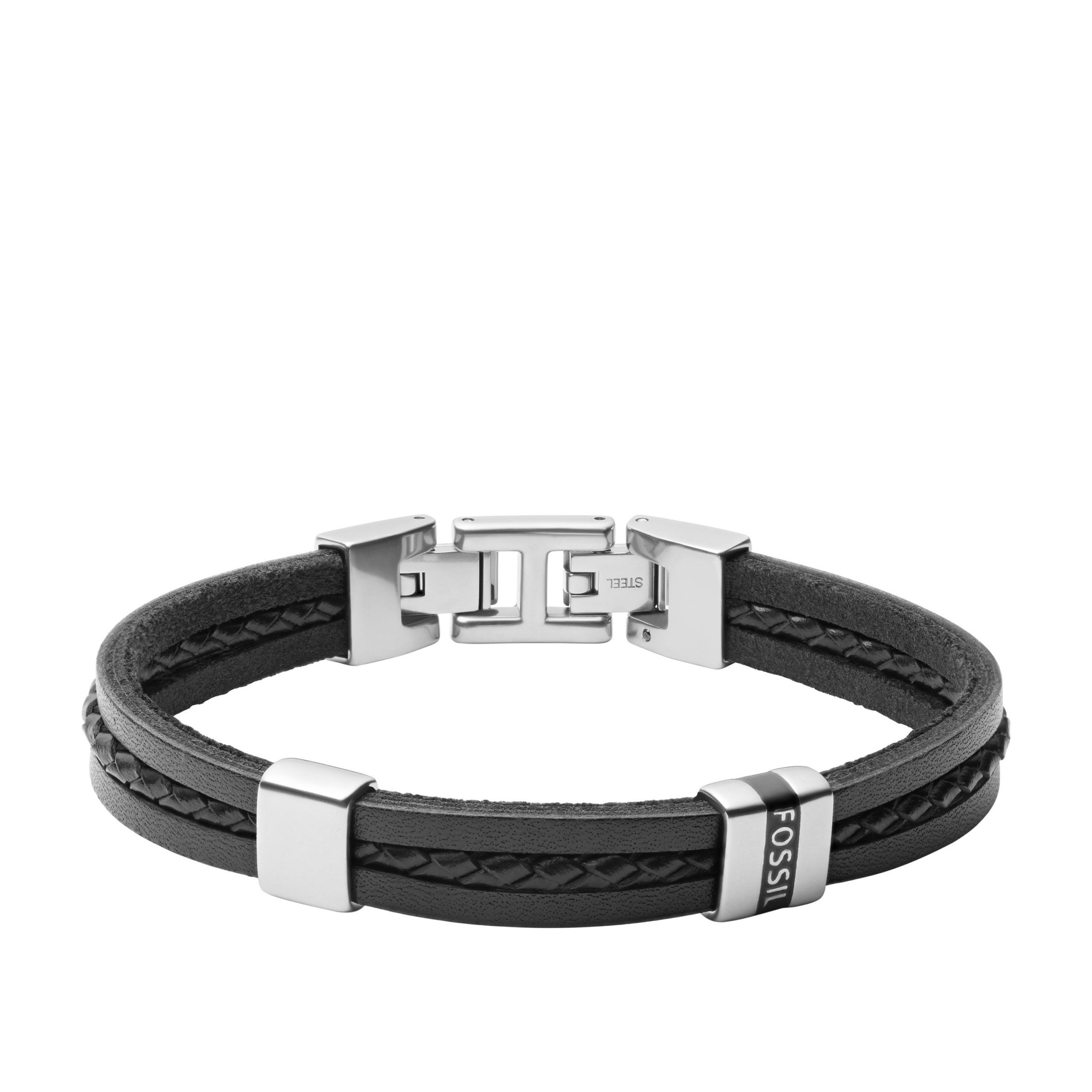 Fossil - Bracelet Multi-Rangs En Cuir Homme Noir JF03686040