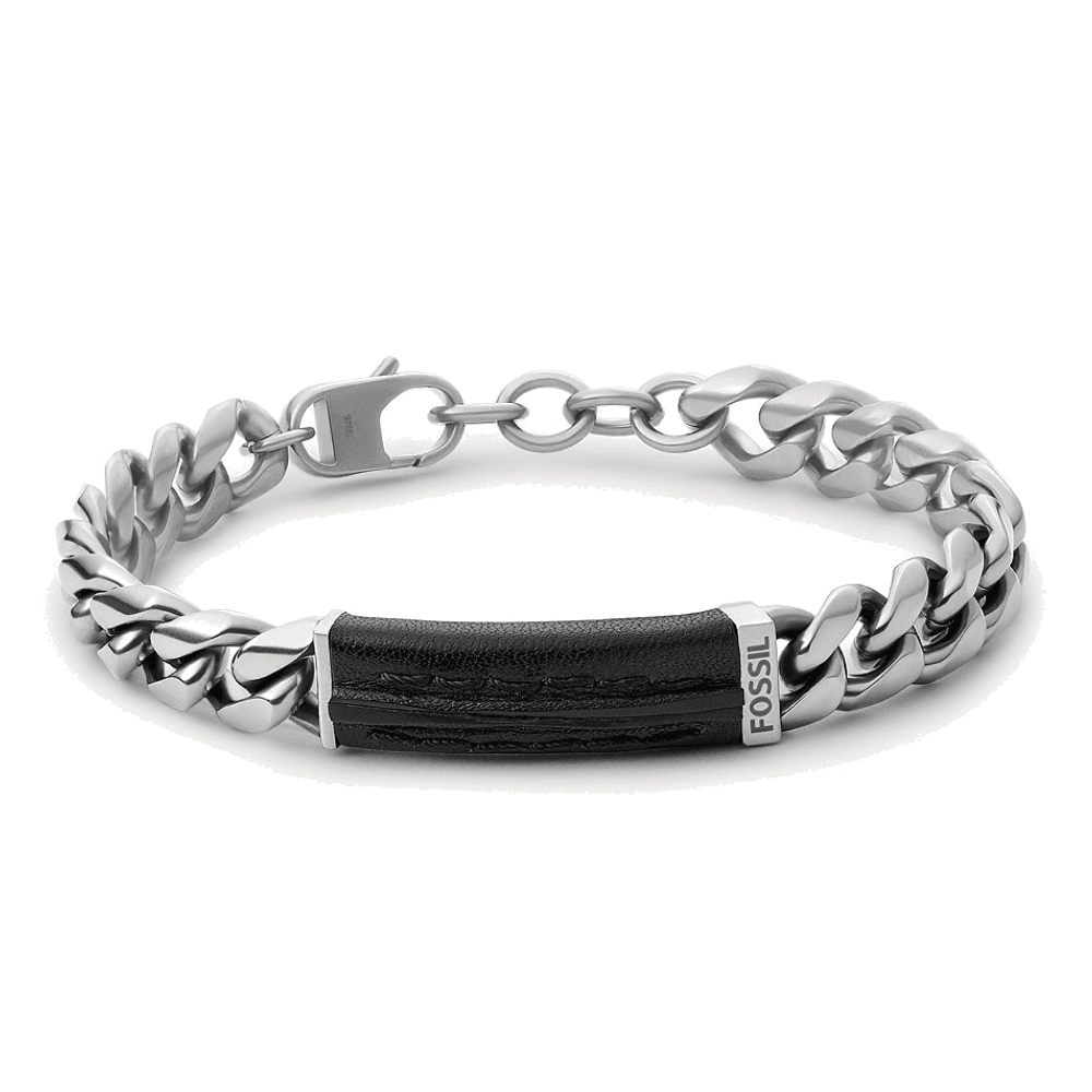 Fossil - Bracelet Mens DrESs Homme Argenté Et Noir