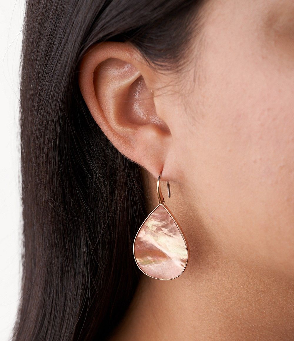 Fossil - Boucles D'Oreilles Pendantes En Nacre Femme Doré Rose 3