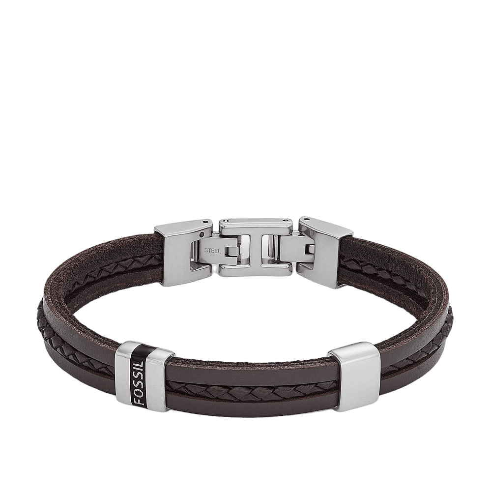 Fossil - Bracelet En Cuir Homme Marron JF04133040