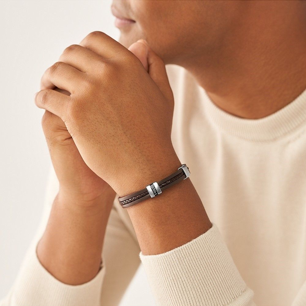 Fossil - Bracelet En Cuir Homme Marron JF04133040 2