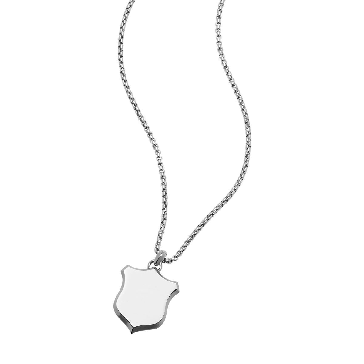 Fossil - Collier Pendentif Bouclier Heritage Homme Argenté
