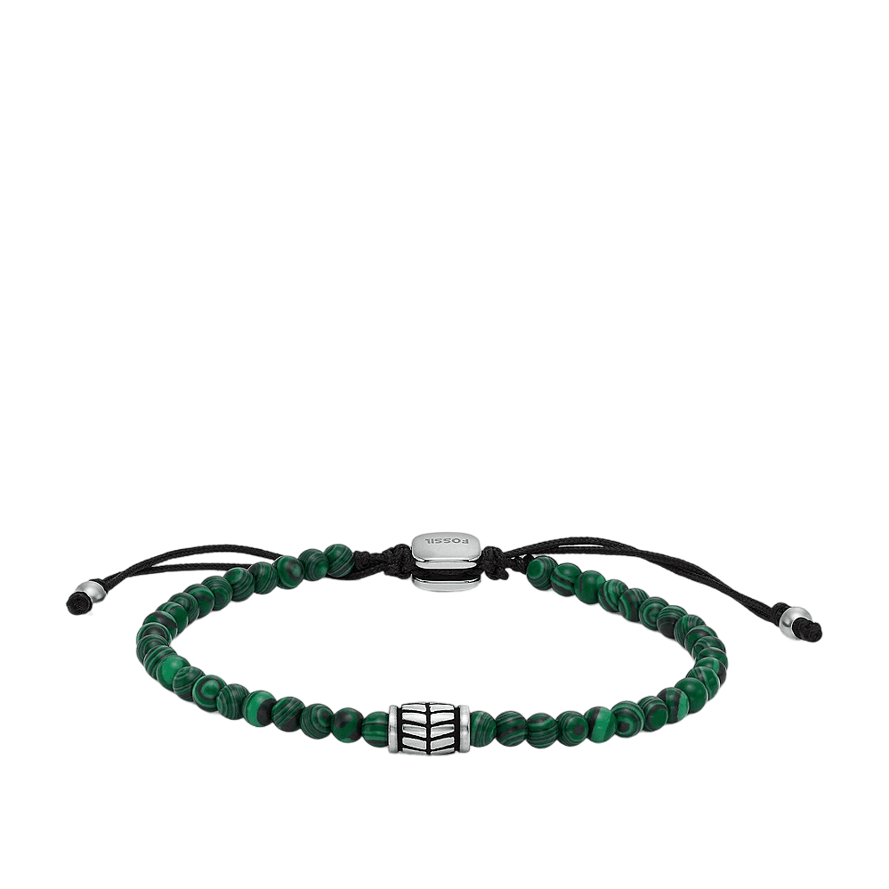 Fossil - Bracelet Coulissant En Perles De Malachite Homme Vert