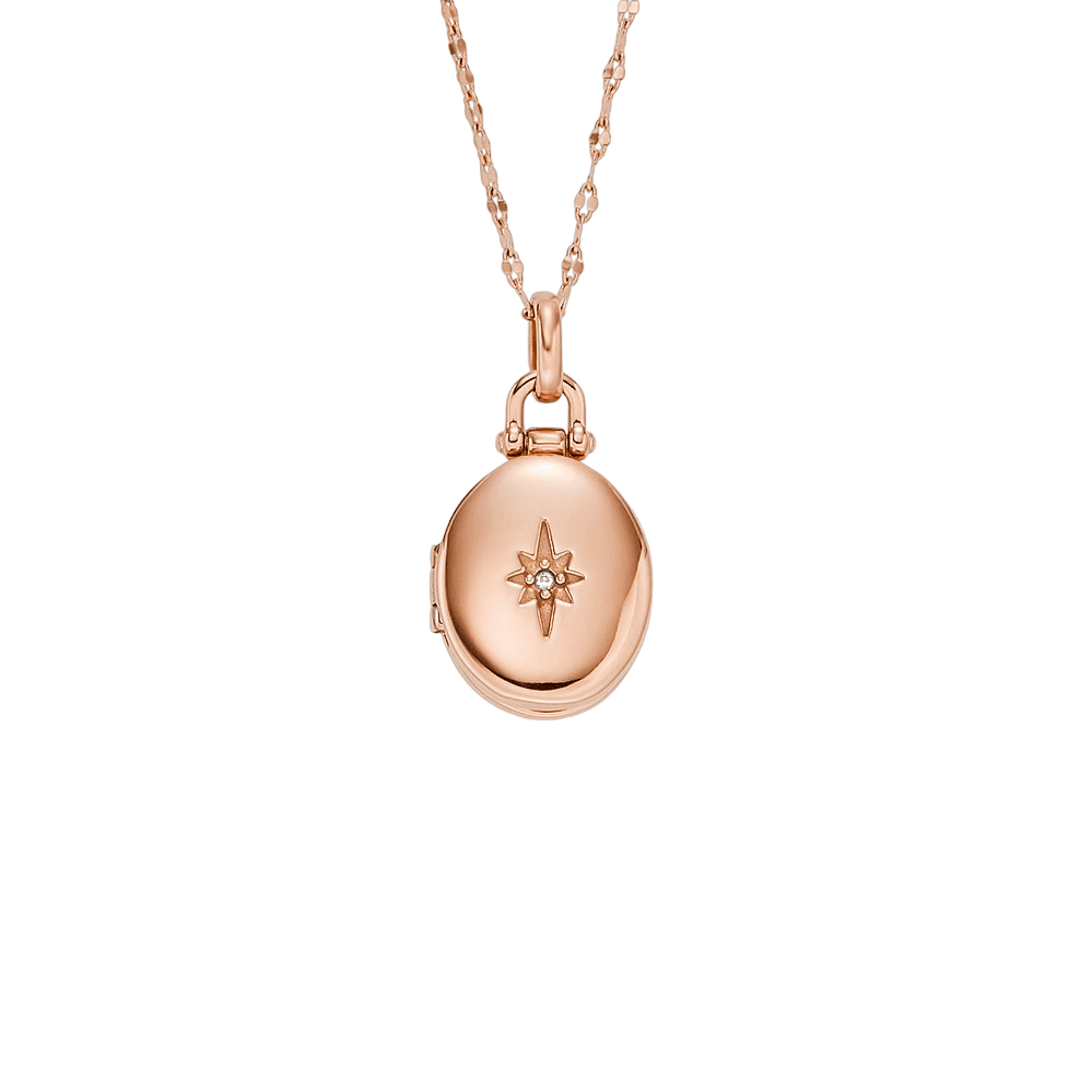 Fossil - Collier Chaîne Locket Femme Doré Rose 3