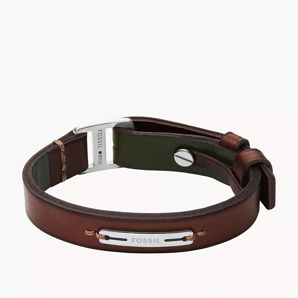 Fossil - Bracelet En Cuir Bicolore Homme Marron Et Vert JF04963040