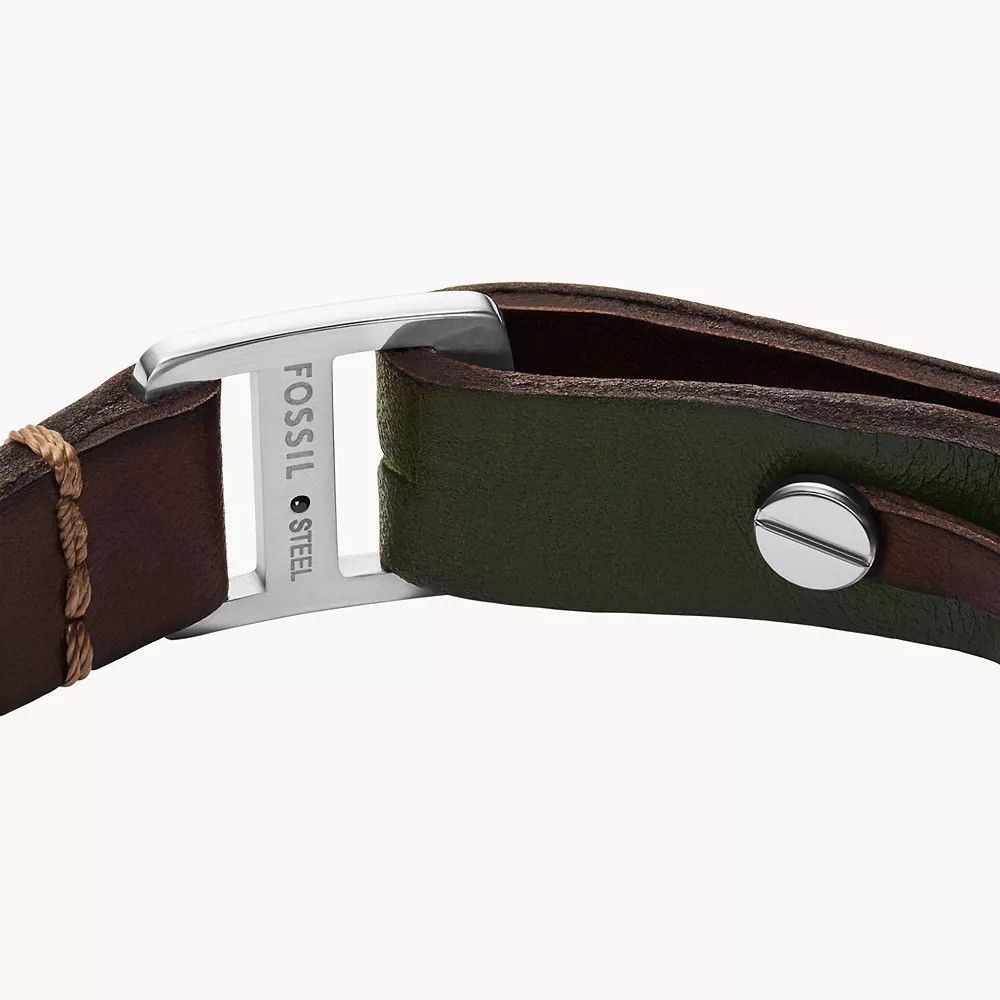 Fossil - Bracelet En Cuir Bicolore Homme Marron Et Vert JF04963040 4