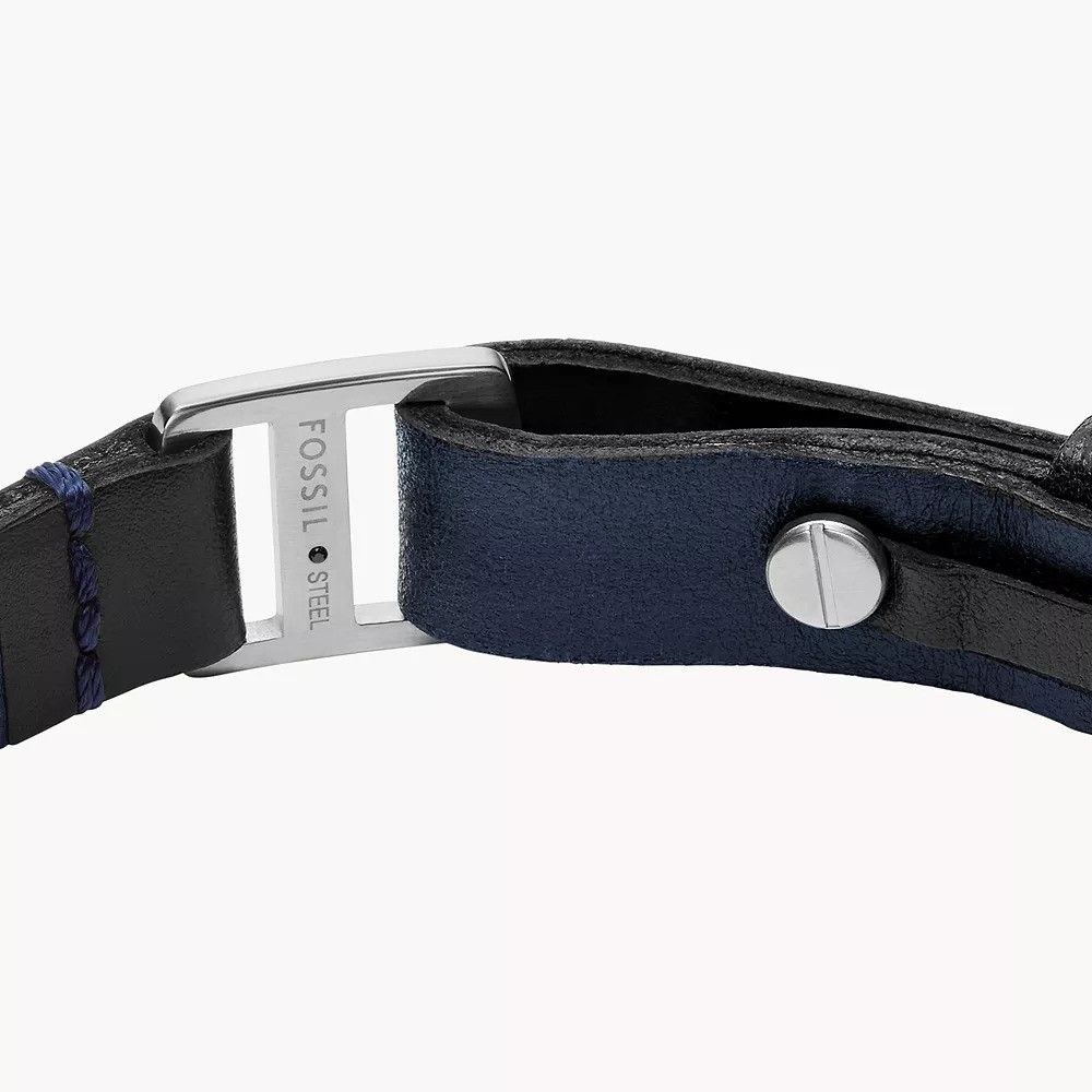 Fossil - Bracelet En Cuir Bicolore Homme Bleu Marine Et Noir 4