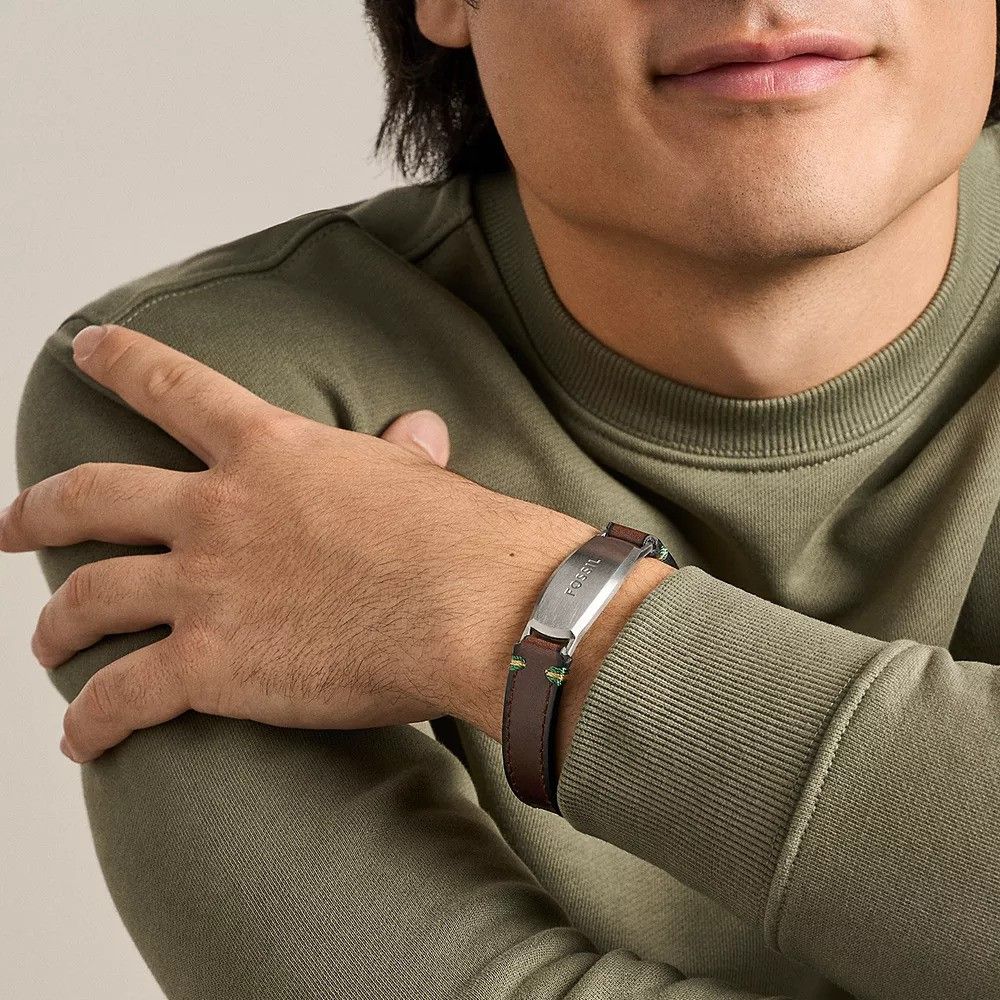 Fossil - Bracelet En Cuir Homme Marron JF04988040 2