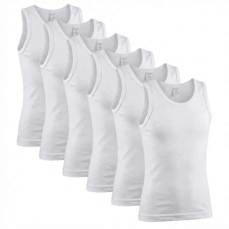 R&H - pack 6 débardeurs garçon kids 100% coton - Blanc