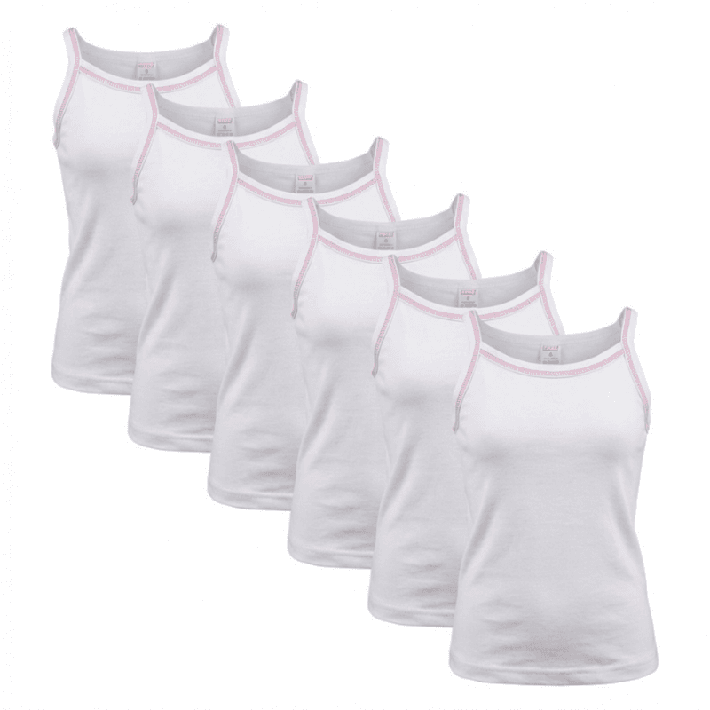 R&H - pack 6 débardeurs fille kids 100% coton - Blanc