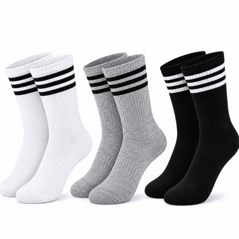R&H - 6 chaussettes homme 3 bandes - noir-blanc-gris