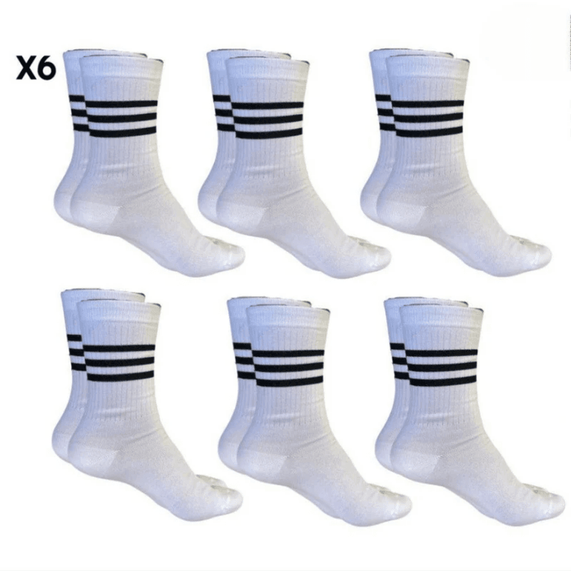 R&H - pack 6 chaussettes blanc avec trois bandes - noir