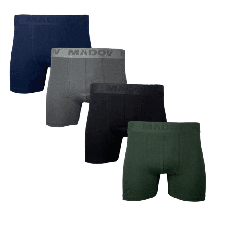 R&H - 4 boxers MADOV 95% coton 5% lycra - Noir-gris-bleu marine-vert