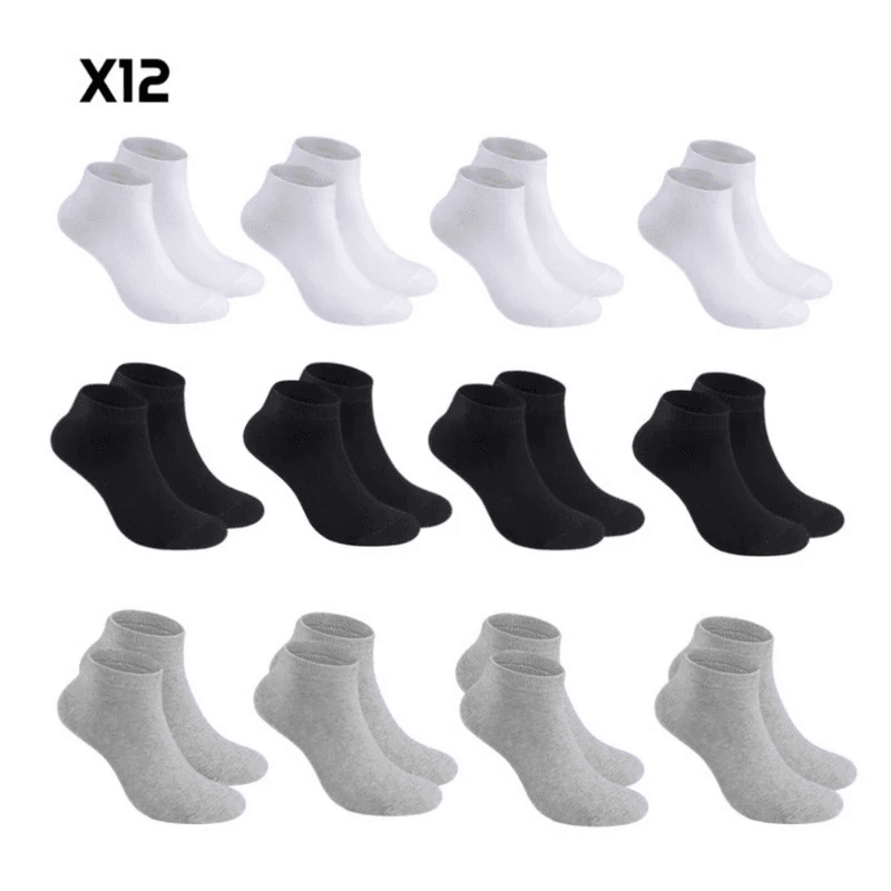 R&H - pack 12 chaussettes demi - Gris-Noir-Blanc
