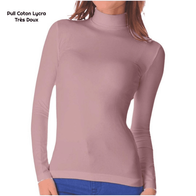 R&H - Pull Femme col roulé - Rose poudré