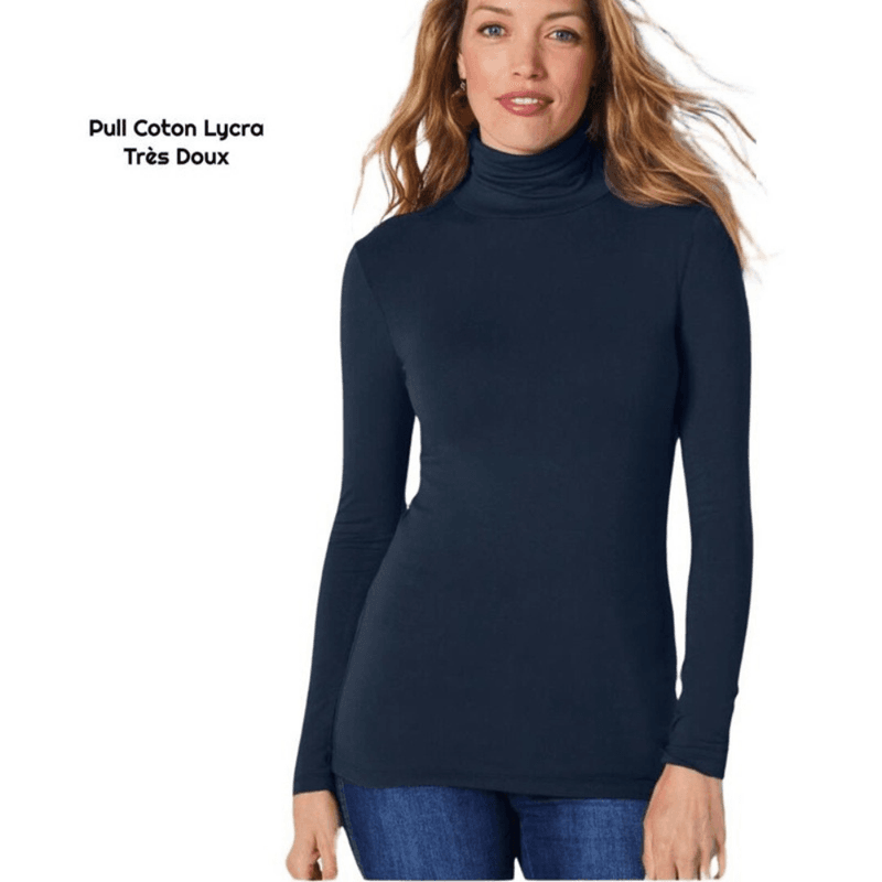 R&H - Pull Femme col roulé - bleu
