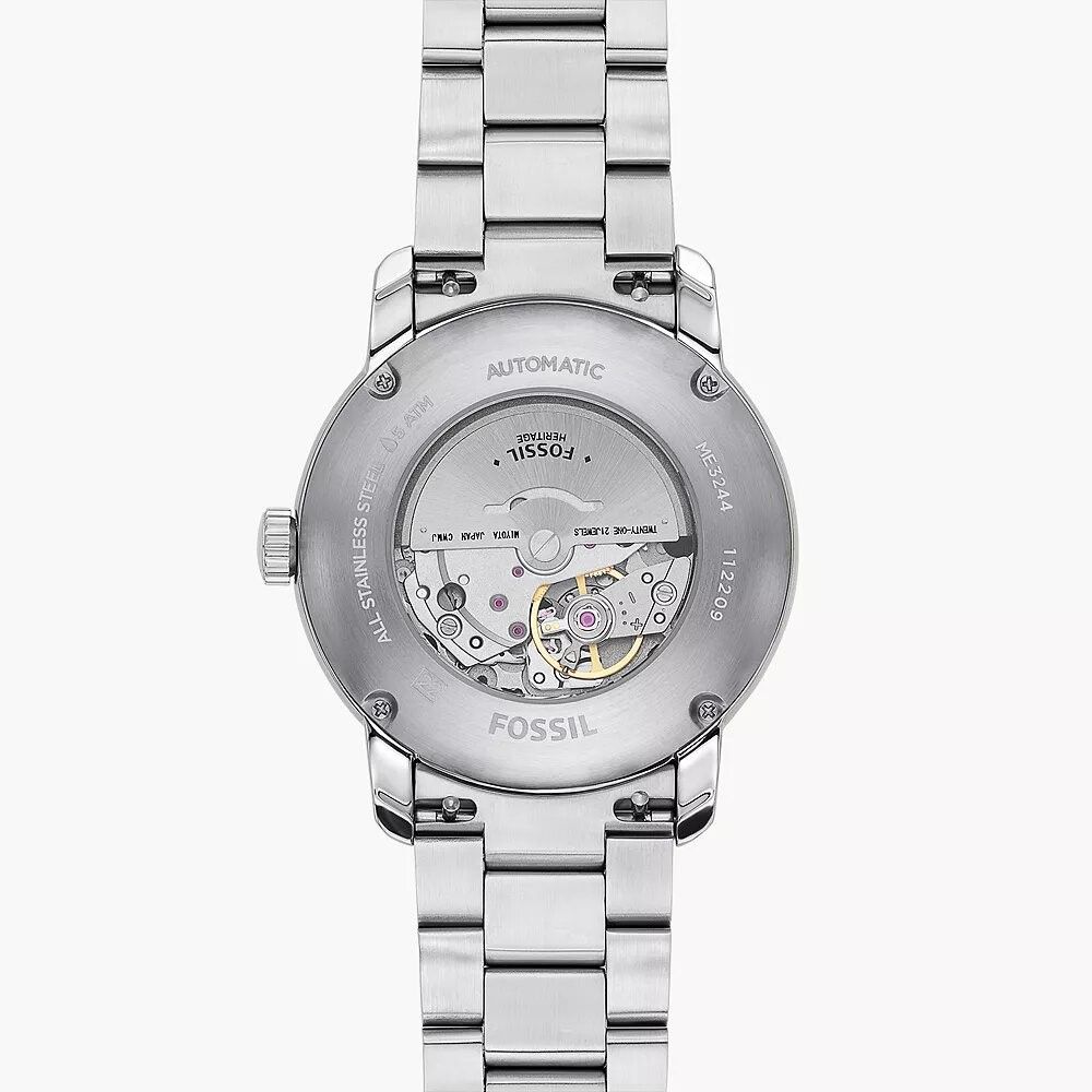 Fossil - Montre Heritage Automatique Homme Bracelet Acier Argenté Cadran Bleu 2
